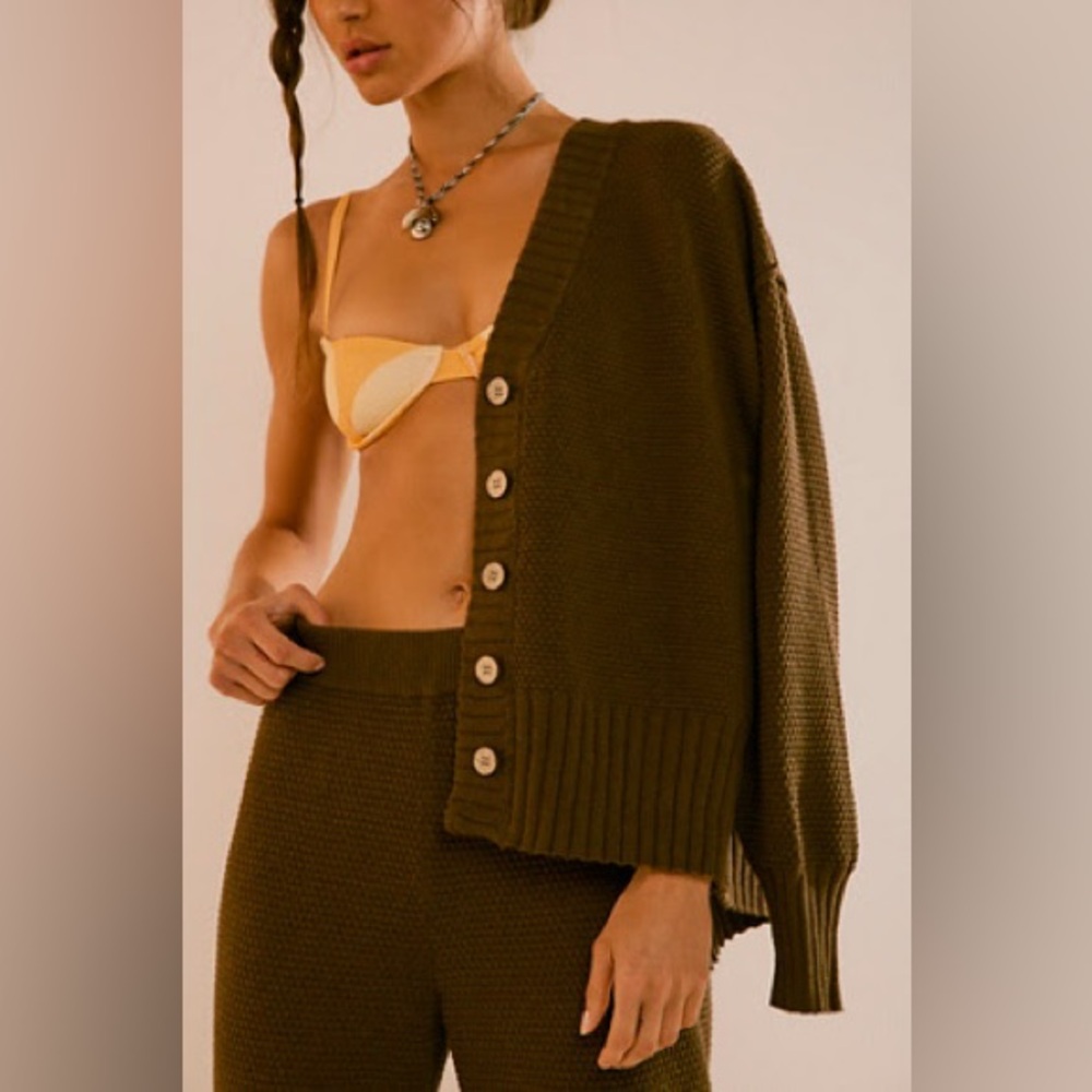 Free People hailee cardigan set cocoa confetti